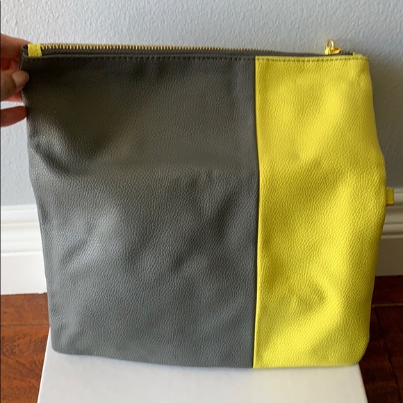 Yellow /Grey Color Block Wristlet Clutch - new - Picture 3 of 8